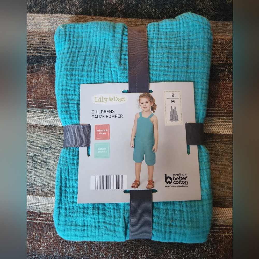 Lily and Dan Childrens Teal Gauze Summer Romper